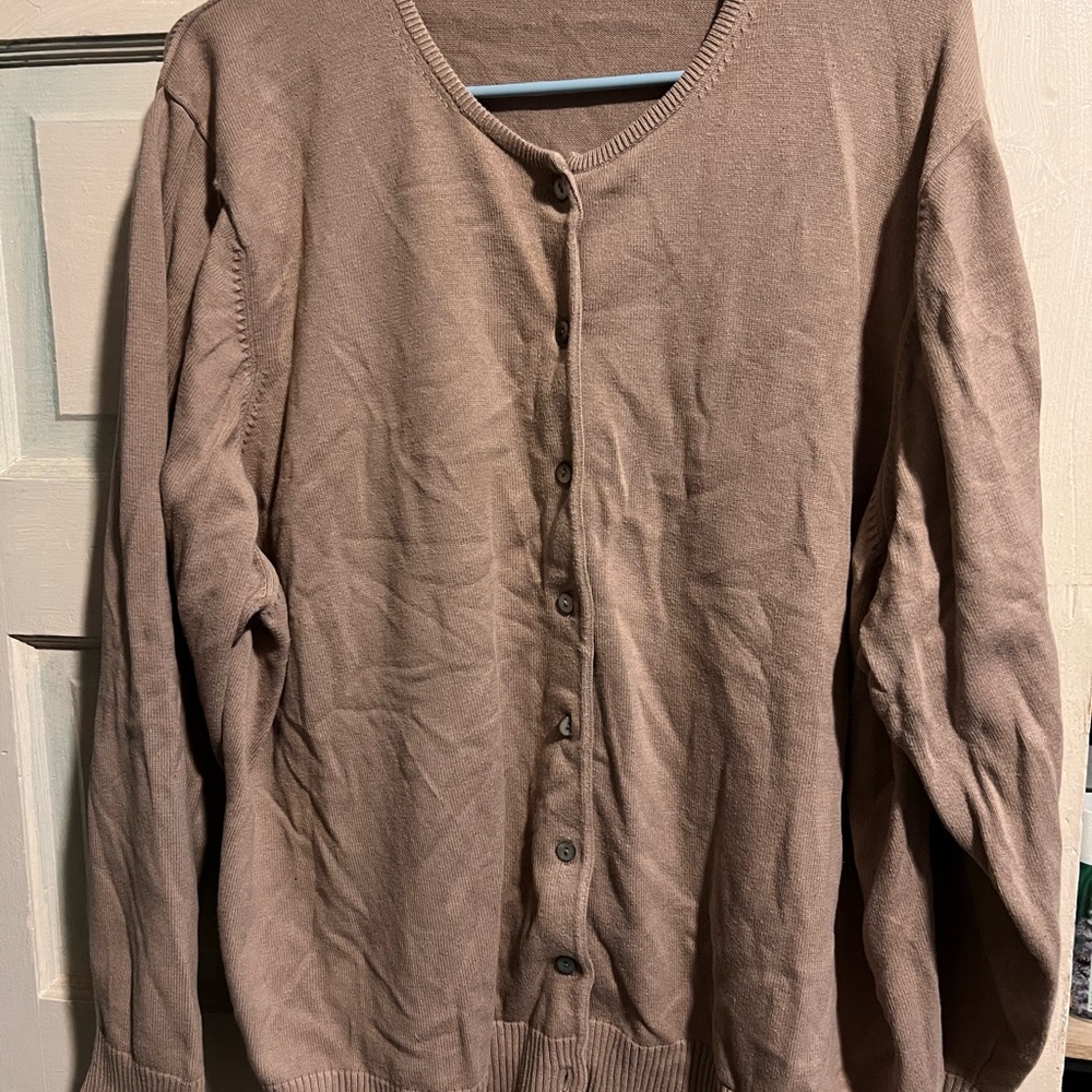 Lands' End Women's Brown Button-Up Cardigan